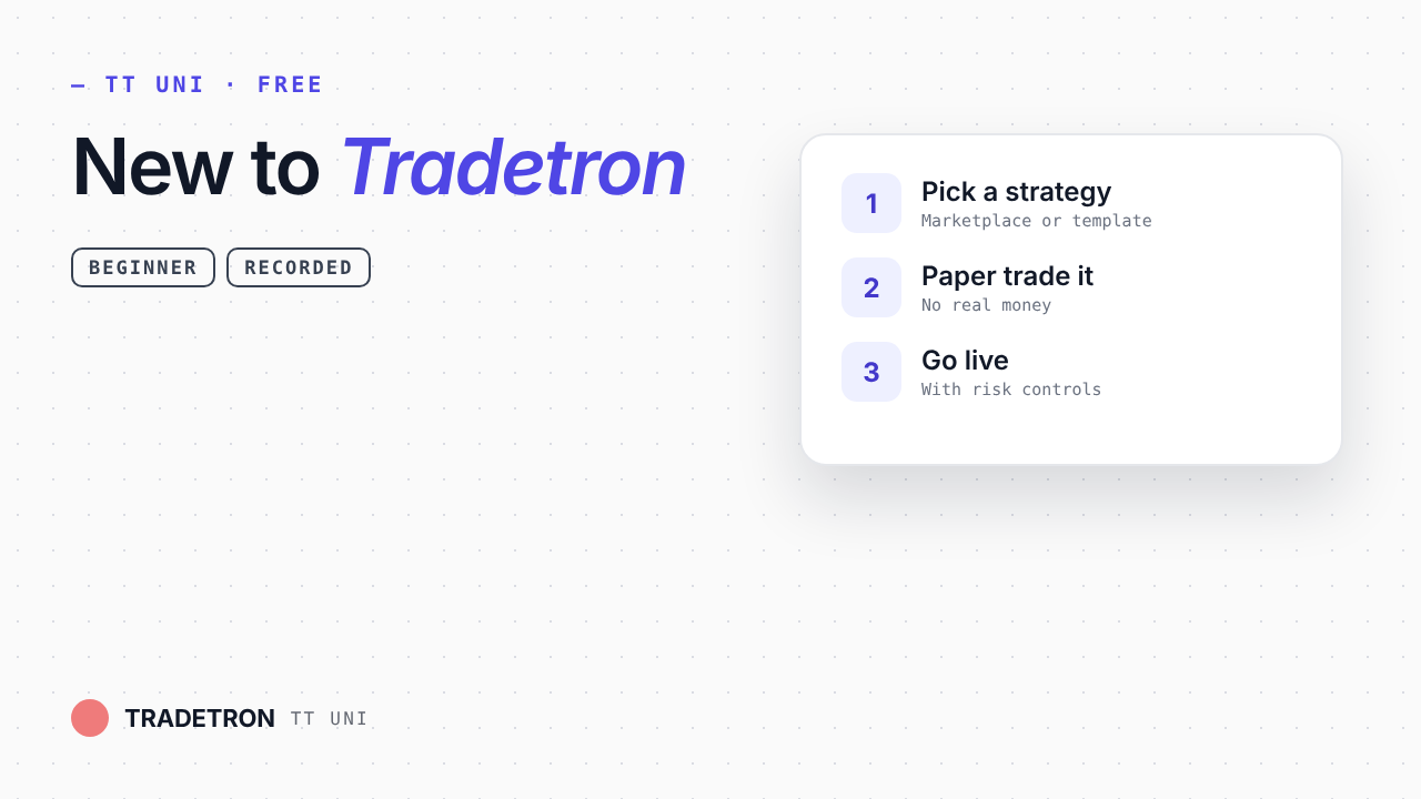 New To Tradetron cover